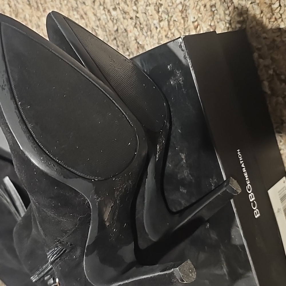 BCBGeneration Black Suede Corseted BC-EVA stretch Boots,  Size 7..excellent cond - Picture 9 of 10